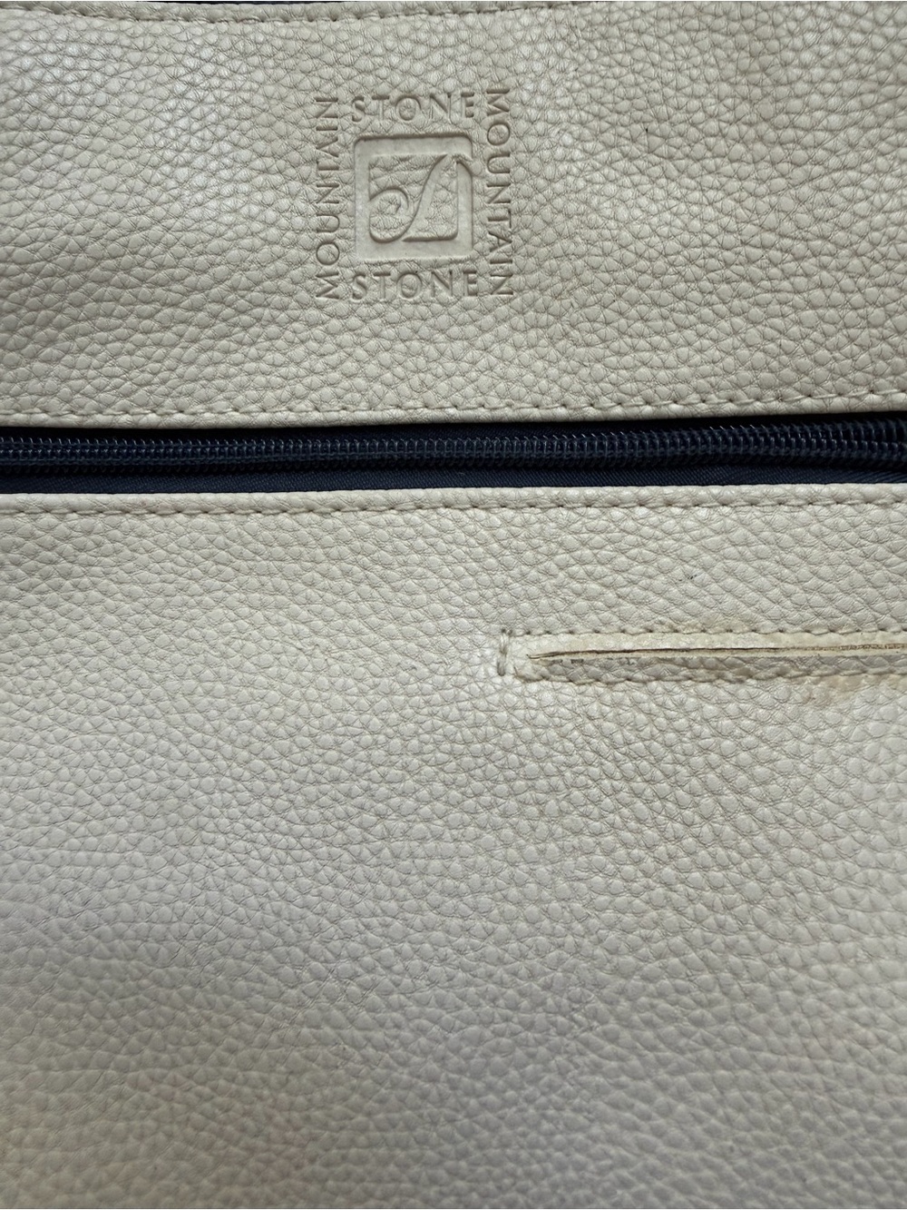 Stone Mountain Accessories Navy and Cream Pebbled Shoulder Bag - Picture 5 of 9